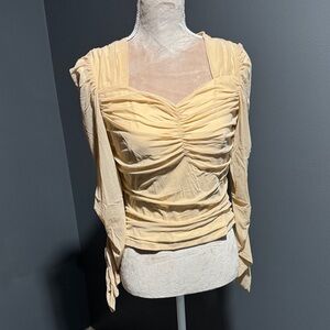 Elegant Cream Ruched Women's Top